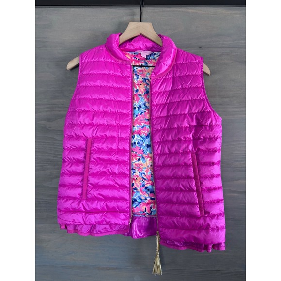 Lilly‎ Pulitzer Cora Vest Size Small Puffer Pink Gorpcore - Picture 3 of 8
